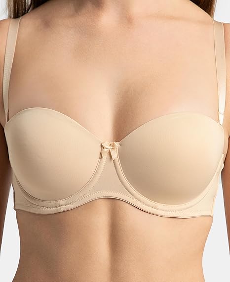 Jockey 1831 Women’s Strapless Underwired Bra – Padded Full Coverage with Multiway Styling